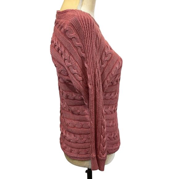 Lauren Ralph Lauren Sweater Cable Knit 3/4 Sleeves Size Small - Picture 2 of 9